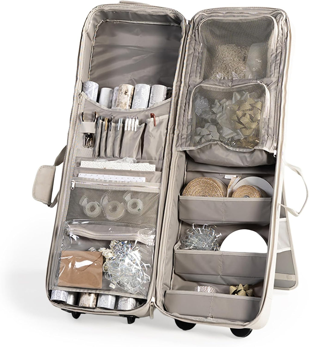 Gift Bag Wrap and Craft Organization Storage, Holds 14 (40 in) Rolls & More (Stone)