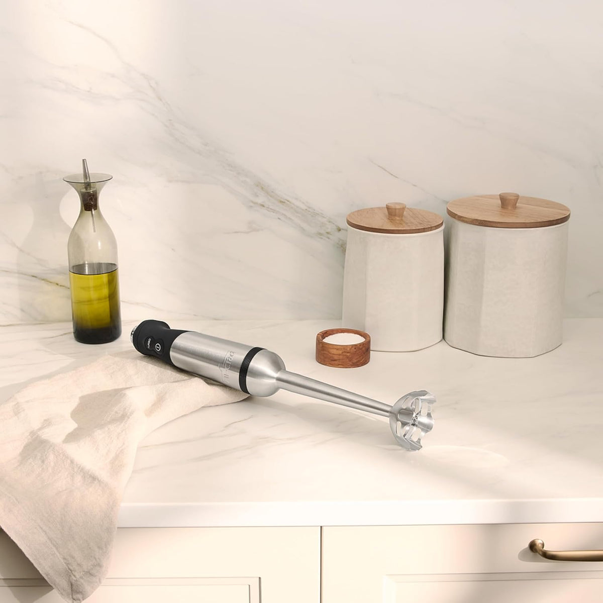 All-Clad Electrics Stainless Steel Immersion Blender 2 Piece Turbo Function 600 Watts Detachable, Variable Speed Control, Hand Blander, 9-1/4-inch