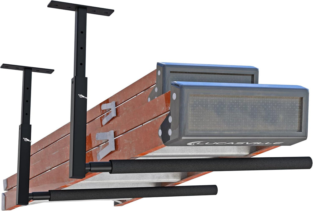 Ceiling Ladder Rack, 150 lbs Garage Storage, Adjustable