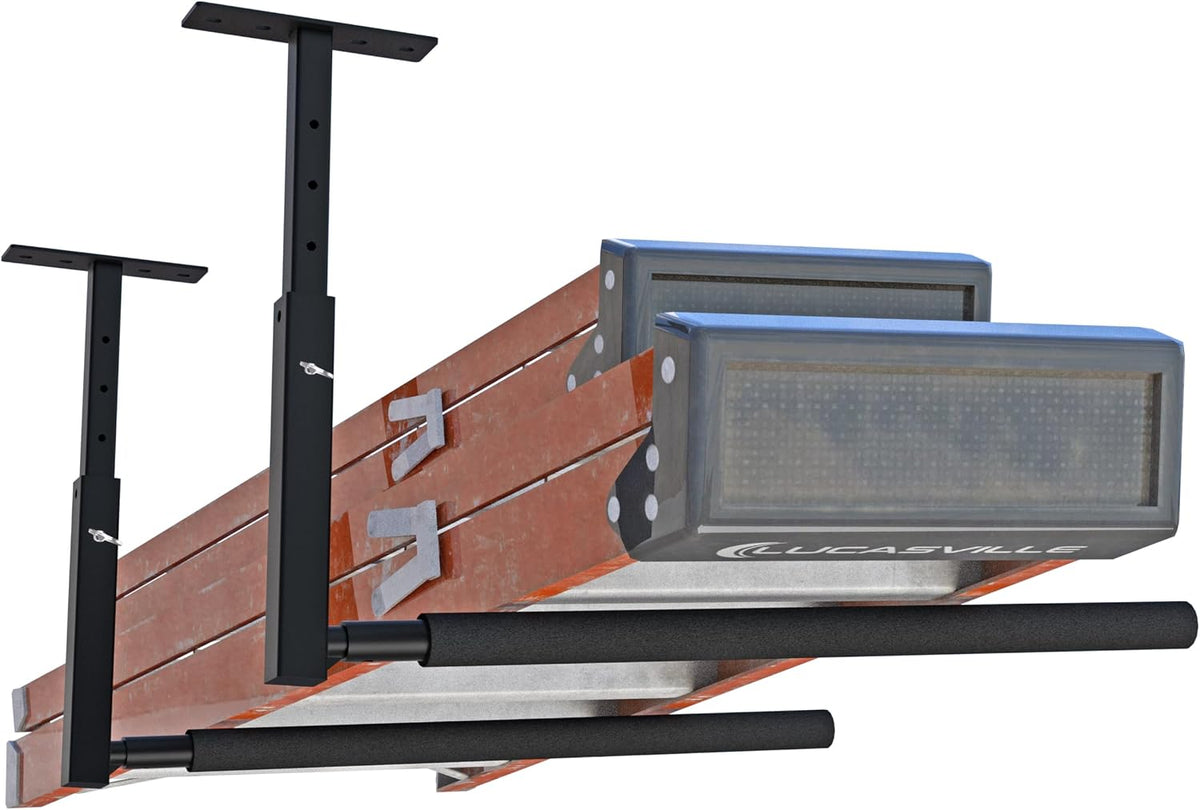 Ceiling Ladder Rack, 150 lbs Garage Storage, Adjustable