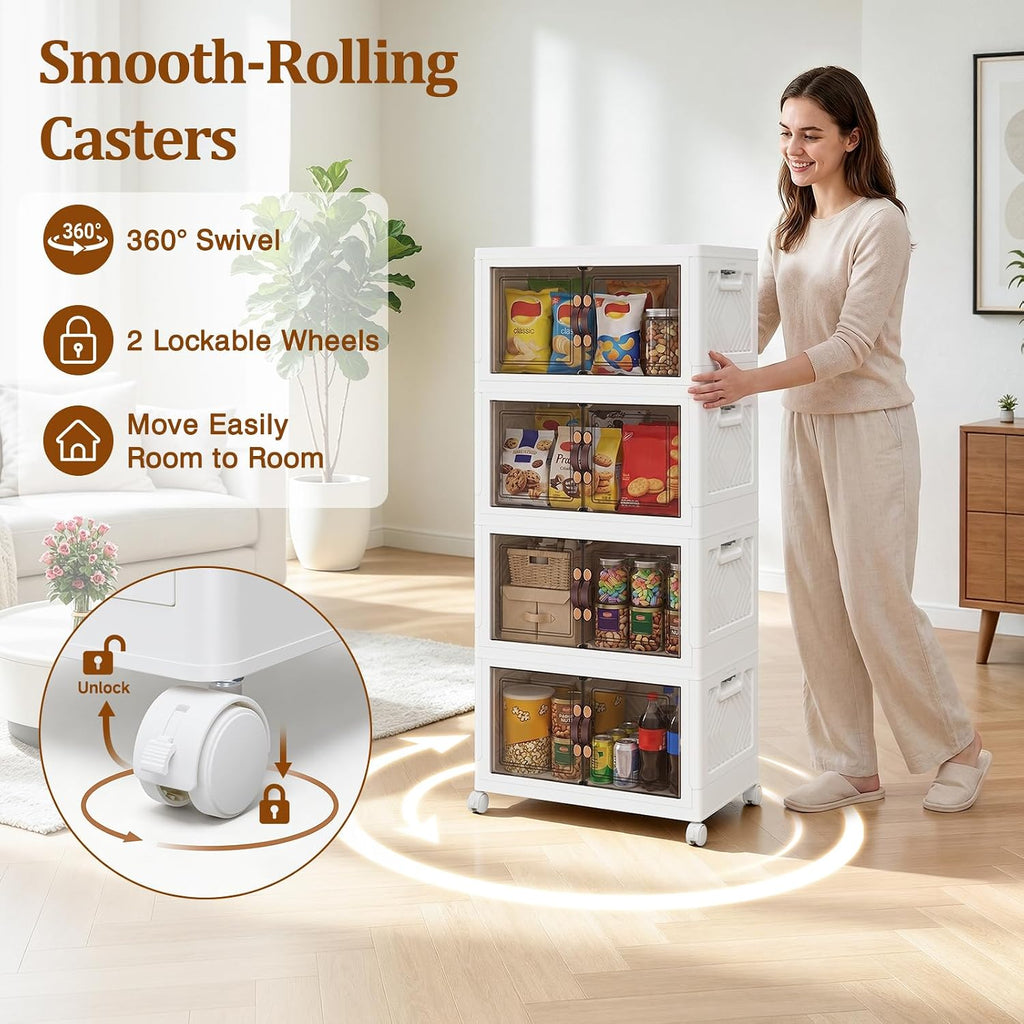 4Tier 212QT Stackable Storage Bins With Lids Closets, 4 Pack, White