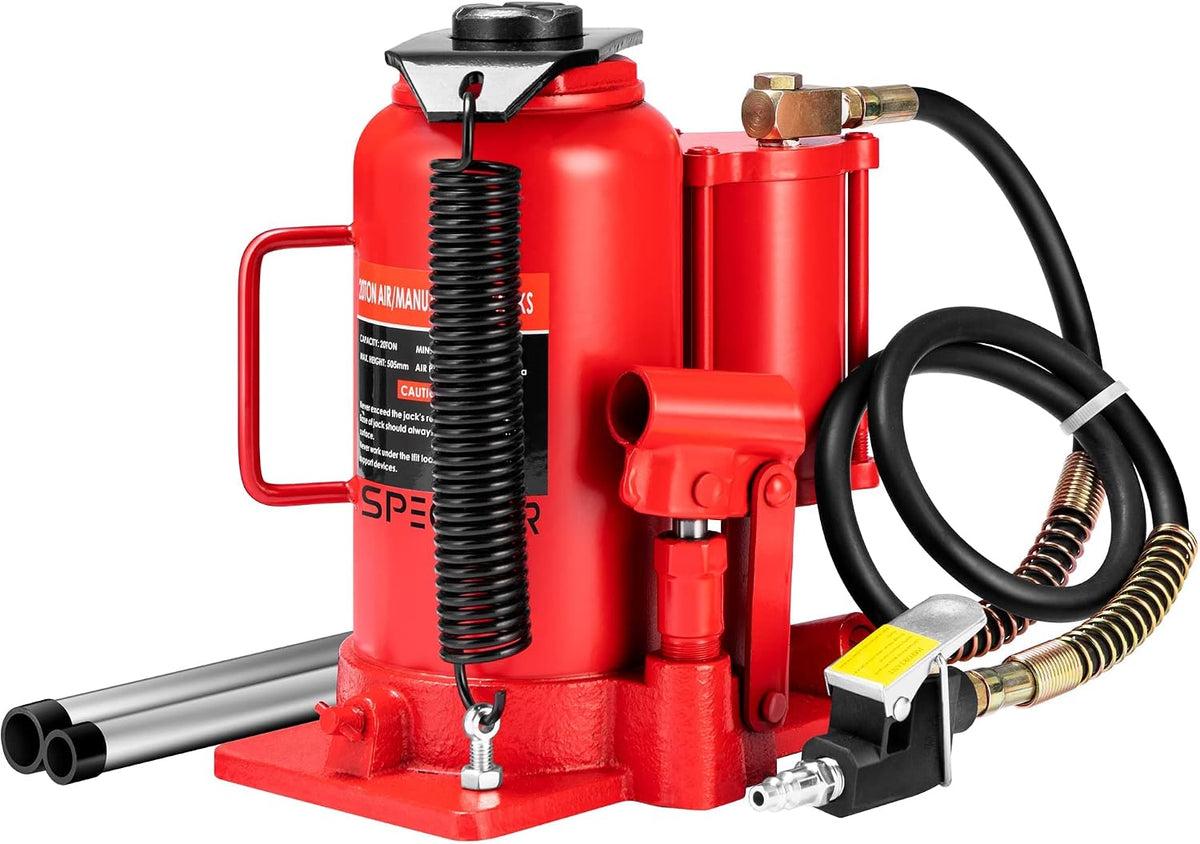 SPECSTAR 20 Ton Pneumatic Air Hydraulic Bottle Jack with Manual Hand Pump