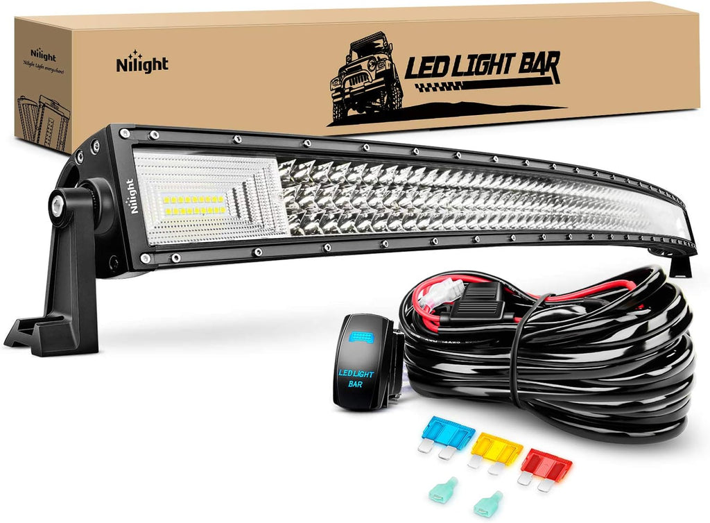 Nilight ZH408 52Inch 783W Curved Triple Row Flood Spot Combo Beam Led Bar 78000LM Driving Lights with 12AWG Heavy Duty 12V 5Pin Rocker Switch Wiring