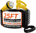 PlugSaf 50 Amp Generator Cord, 25FT 50 Amp RV Extension Cord 14-50P/SS2-50R