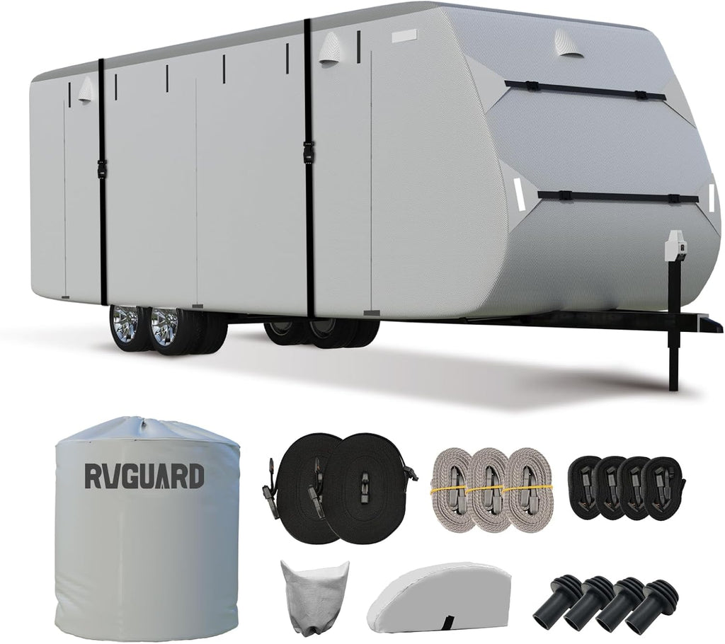 RVGUARD RV Cover, Travel Trailer Cover, for 27'-30' RV, Grey