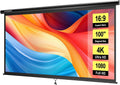 VIVOHOME 100 Inch 16:9 Pull Down Projector Screen, Black