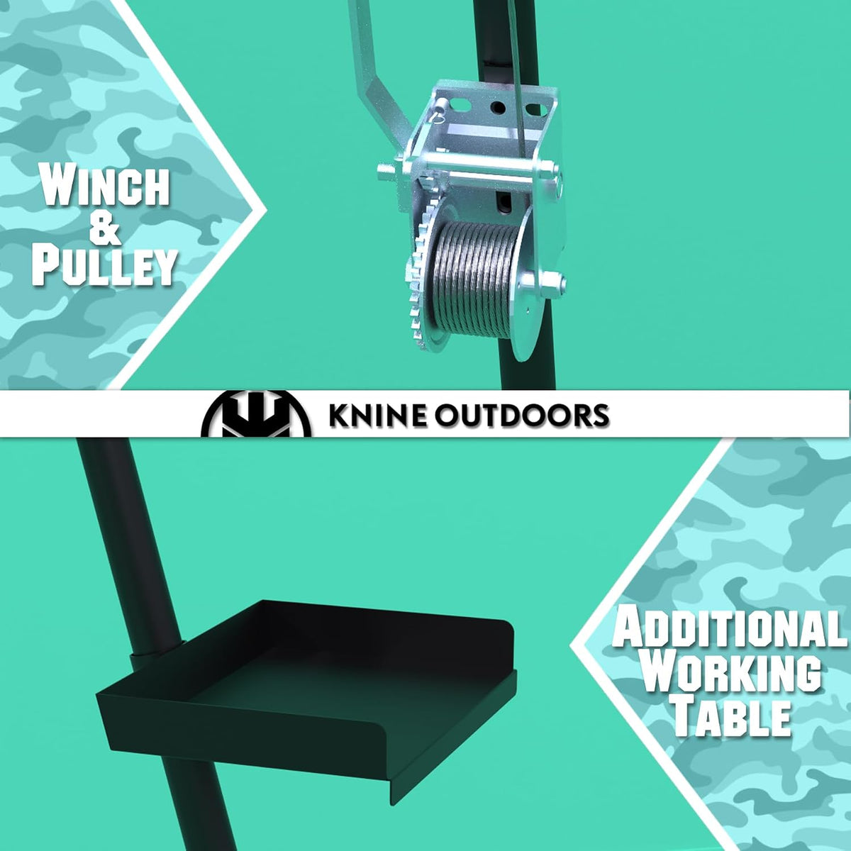Tripod Game Hoist, 500lb Capacity Deer Hanger with Manual Winch Gambrel