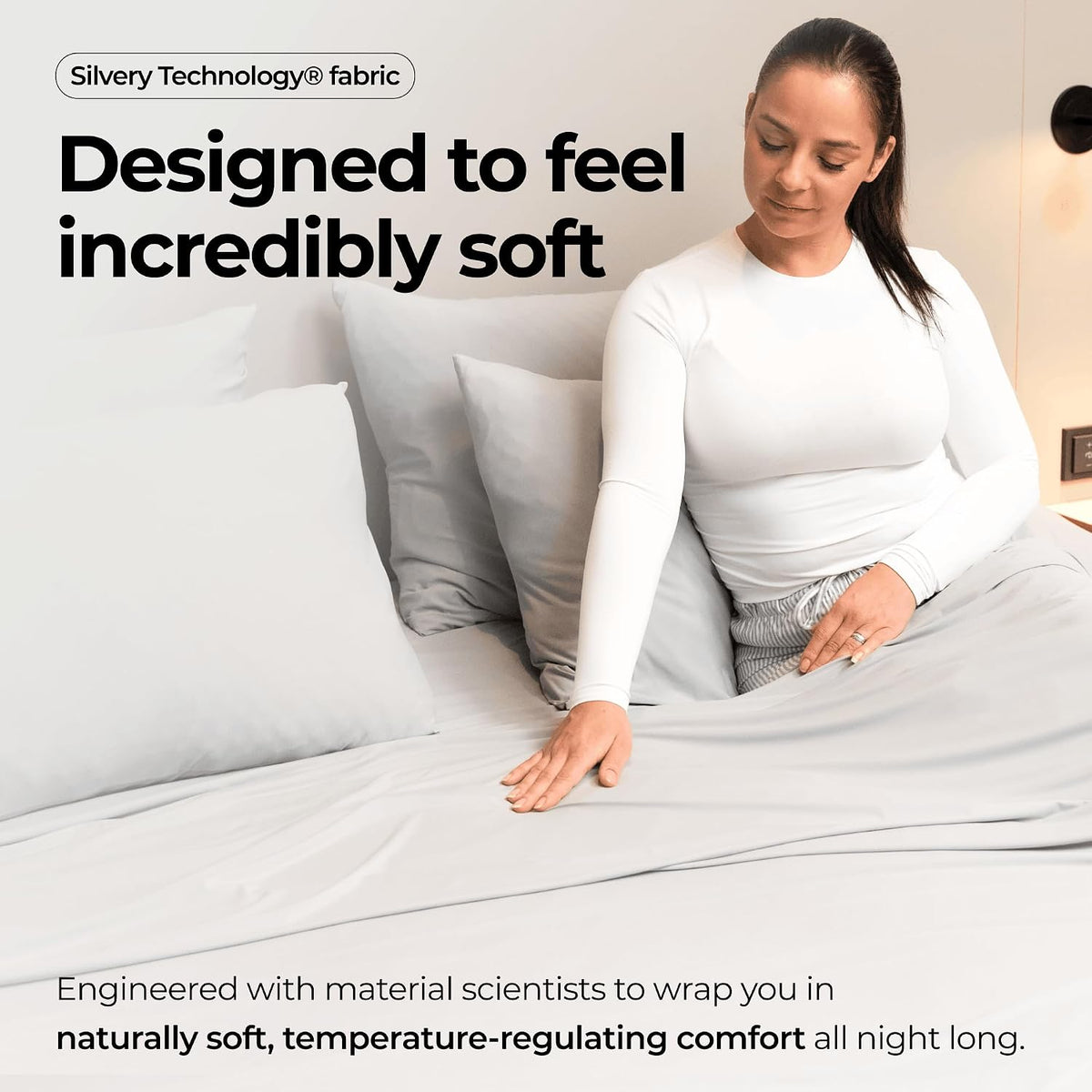 Silvery Silver Infused Bed Sheets Set - Ultra-Soft Temperature-Regulating Fabric with Self-Cleaning Technology™ That Stays Fresh 3X Longer for