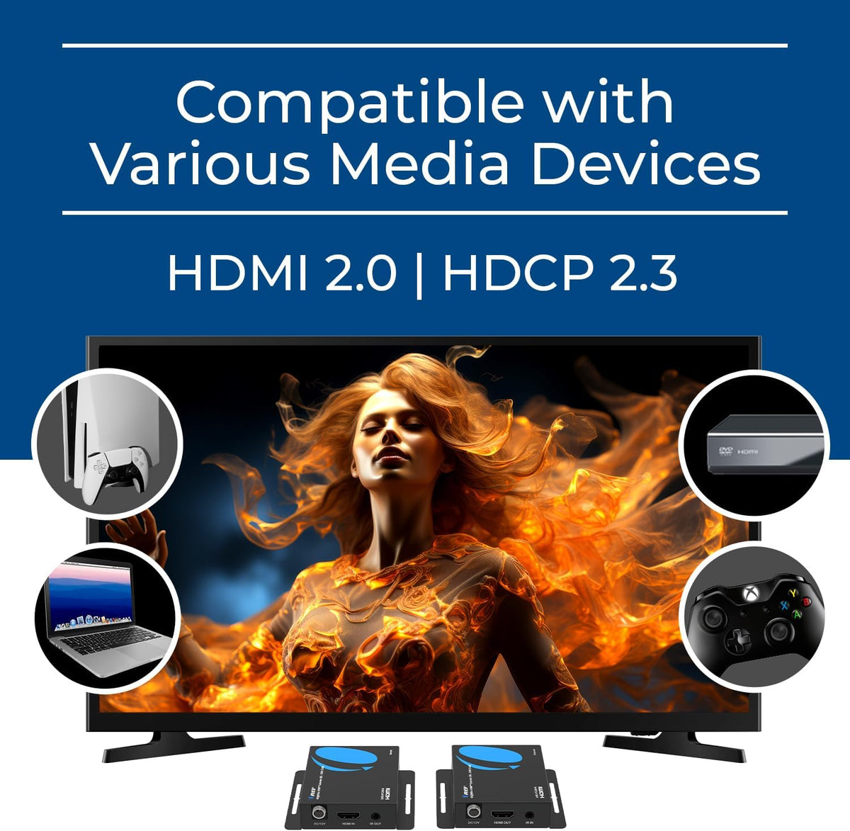 OREI HDMI Over Ethernet Extender via CAT6 4K, 230ft POC, 1-Way IR, HDR HLG