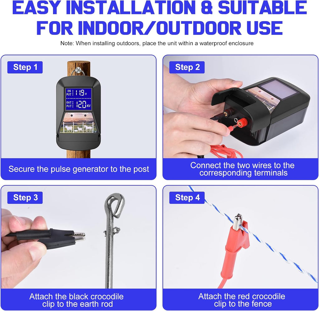 15 Miles 12KV Electric Fence Charger,3J Electric Fencing Kit