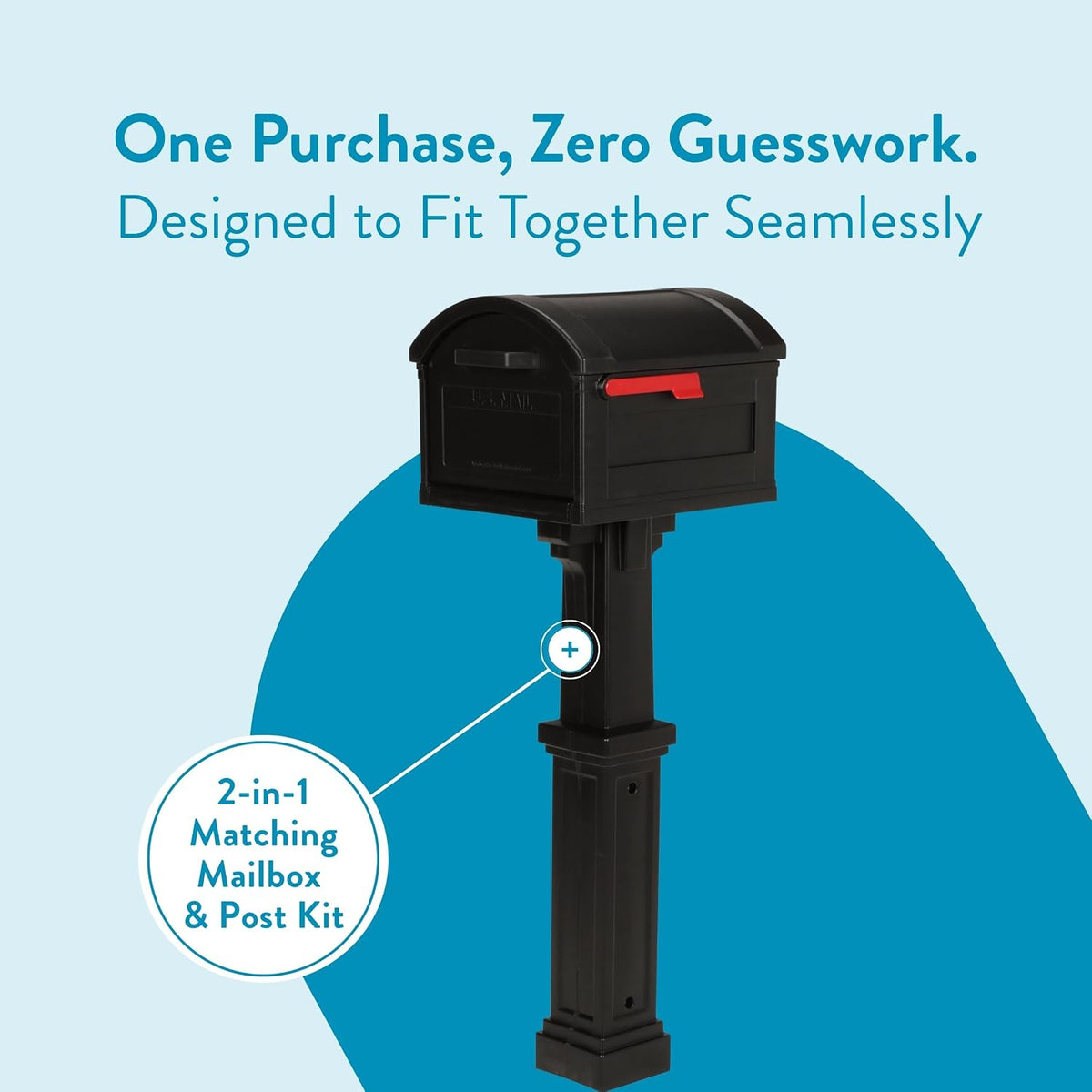 Architectural Mailboxes Grand Haven™ T4, USPS Approved Next Generation Rust-Proof Plastic Post Mounted Mail Box for Outside, Black, XL Extra Large