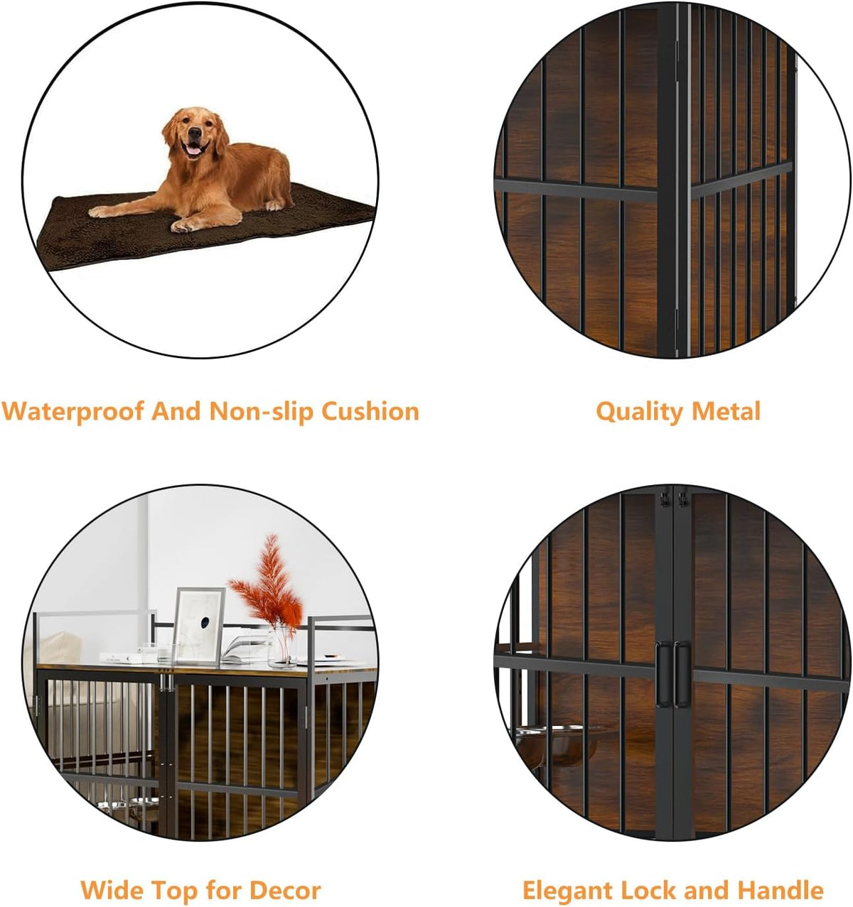 ROOMTEC 41 Inch Dog Crate Furniture, Indoor Kennel End Table