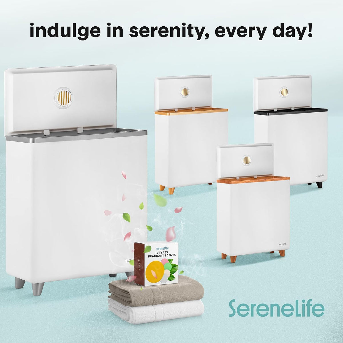 SereneLife Luxury Rectangle Towel Warmer - Spa & Bathroom Heater with Custom Fragrance, Auto Shut-Off, Fits 2 large Towels, Blankets, Bathrobes, PJ's