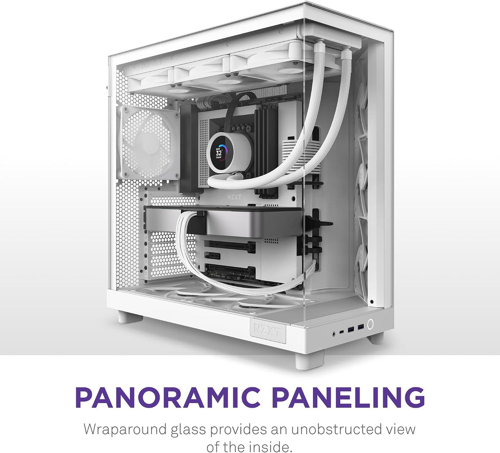 NZXT H6 Flow - Compact Dual-Chamber ATX PC Case - White