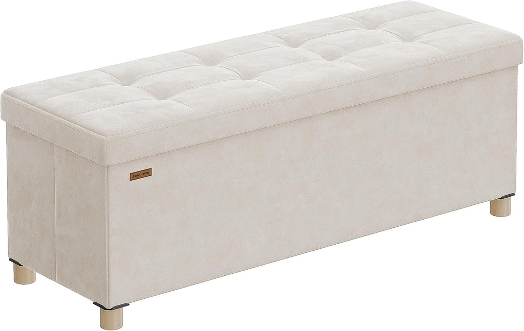 SONGMICS Storage Ottoman Bench with Legs, 43.3 Inches, 30 Gal. (112 L)