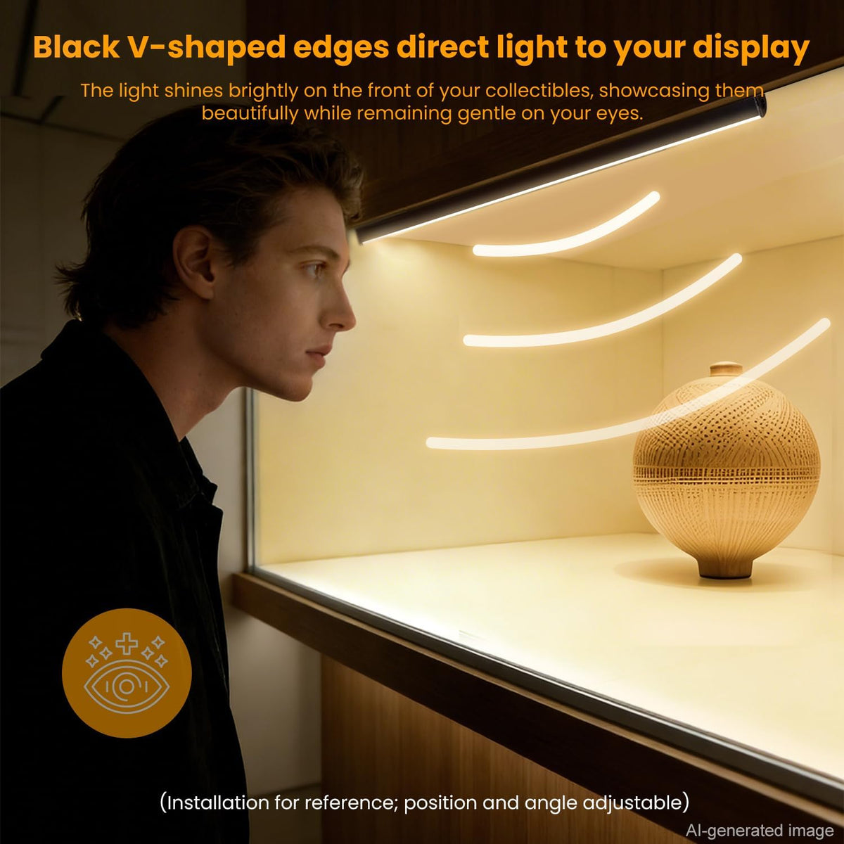 Black Shelf Lights, LED Bookcase Lighting Compatible with Alexa, WiFi Dimmable 2700K Under Shelf Lighting for Bookshelf, Display Case, Cabinets with