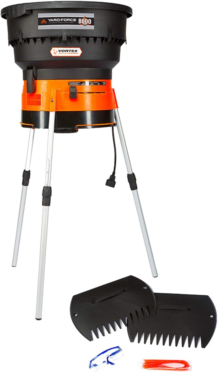 Yard Force YF8000LS Electric Leaf Mulcher/Shredder with Bonus Accessory Kit, One Size, Black/Orange