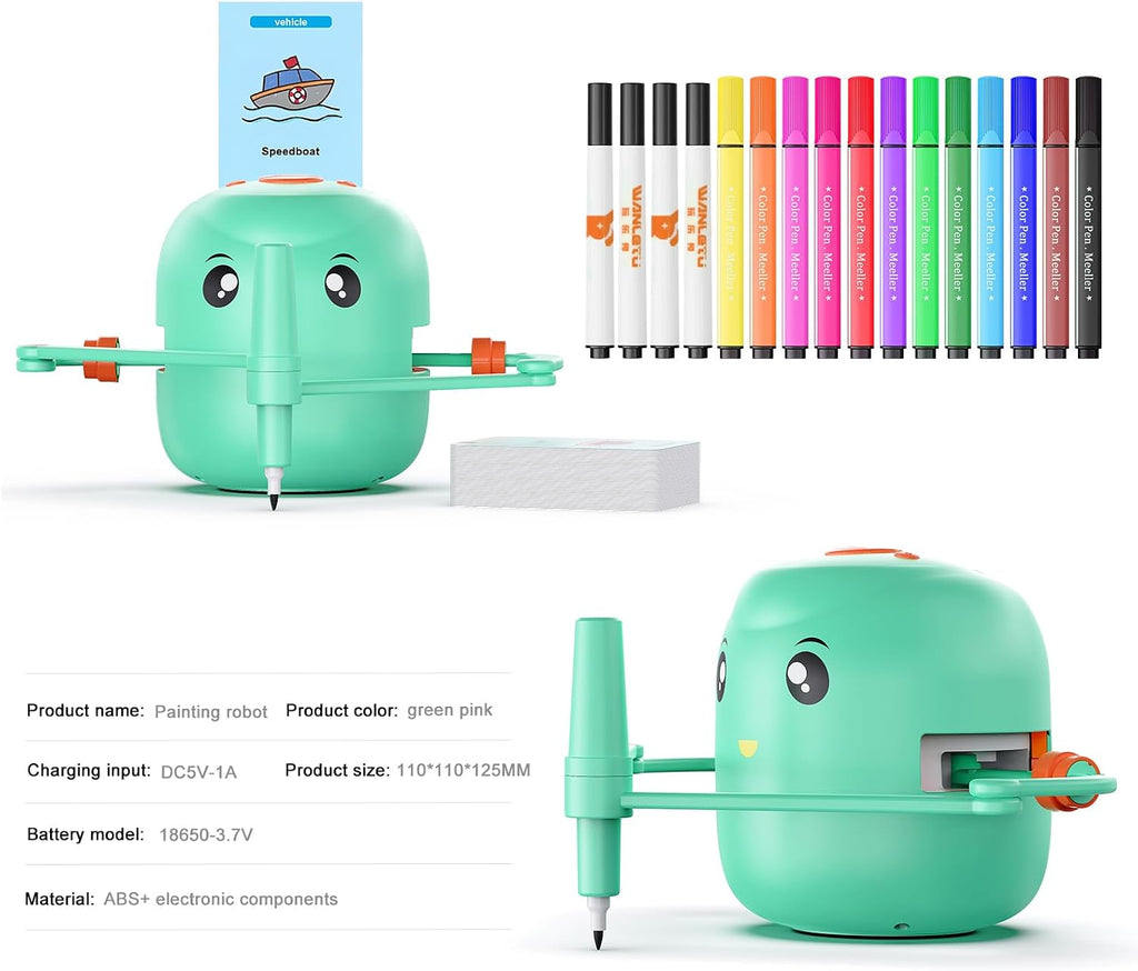 Smart Drawing Robot for Kids,Montessori Educational Painting Toy for 5+ with Voice Interaction&16 Color Pens,Magic Drawing Robot with 150 Learning