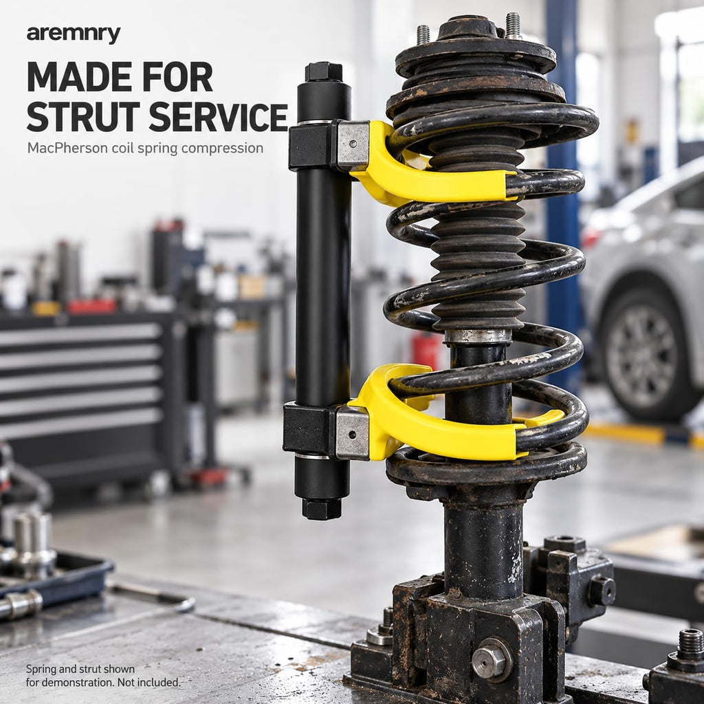 Heavy Duty Macpherson Strut Spring Compressor Tool, Impact Wrench Rated Coil Spring Extractor Kit with Overload Protection Safety Guard, 3 Pairs