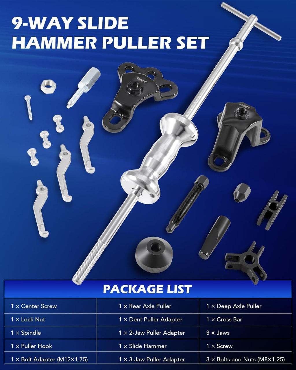 Orion Motor Tech OMT Slide Hammer, 9-Way Slide Hammer Puller Set