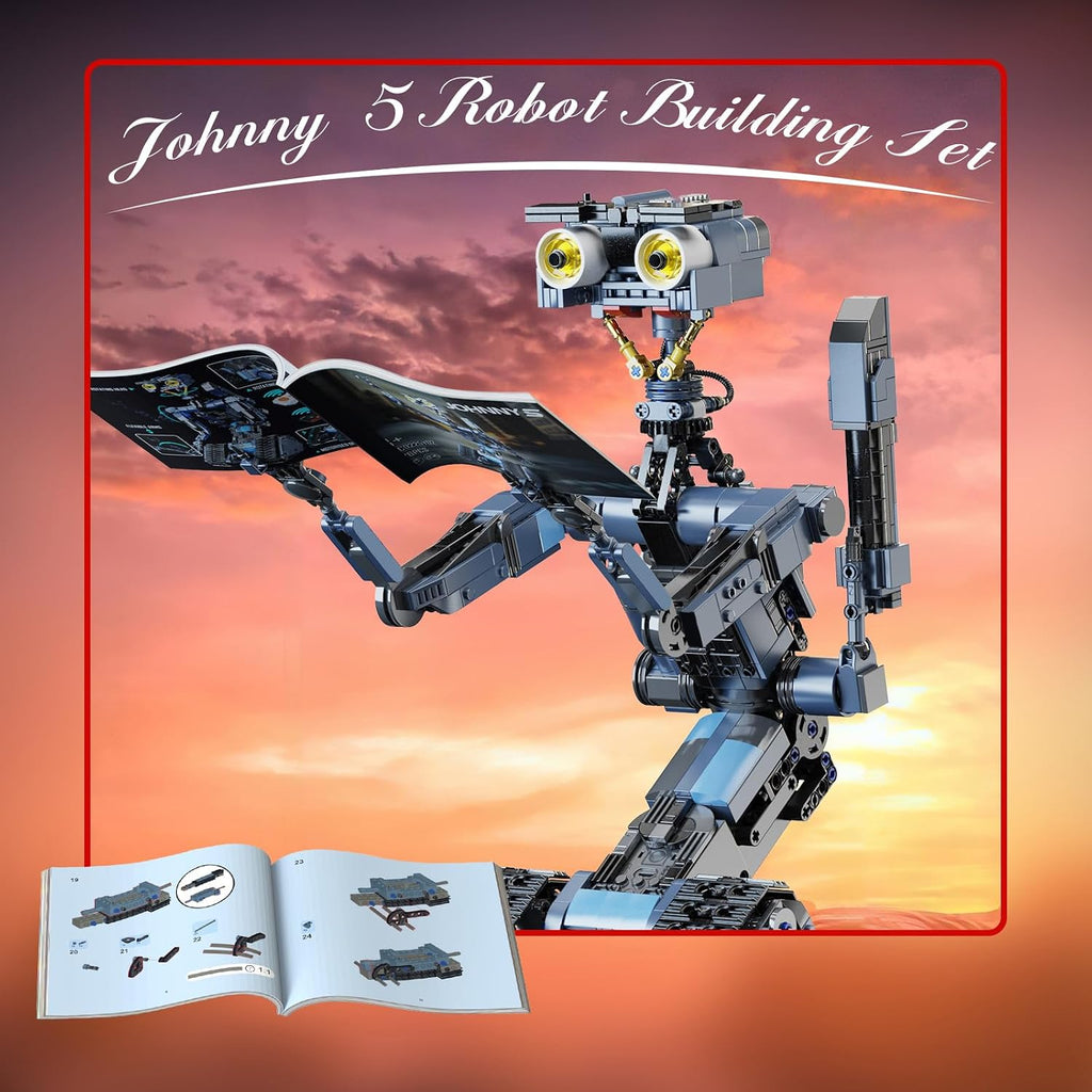 iATOM 1176 Pieces Johnny 5 Robot Building Set with Remote Control - Rechargeable, Gift for Adults Men, STEM Tech Movie Robotic Figure Model Kit