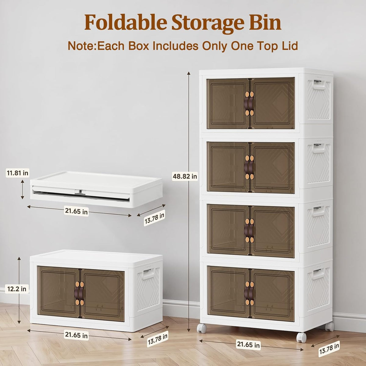4Tier 212QT Stackable Storage Bins With Lids Closets, 4 Pack, White