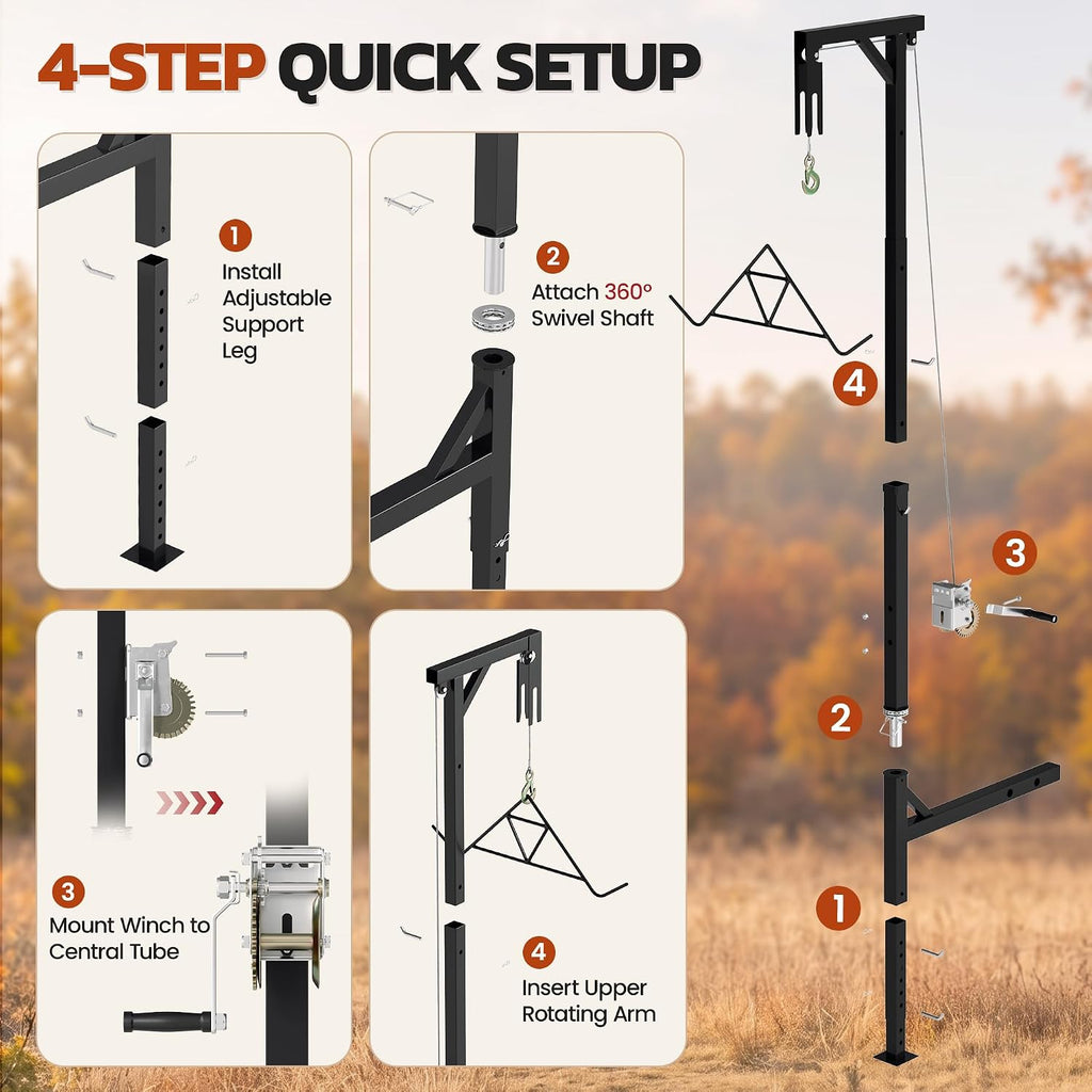 Mossy Oak Truck Hitch Game Hoist with Gambrel, 400 LB Capacity Deer Hanger