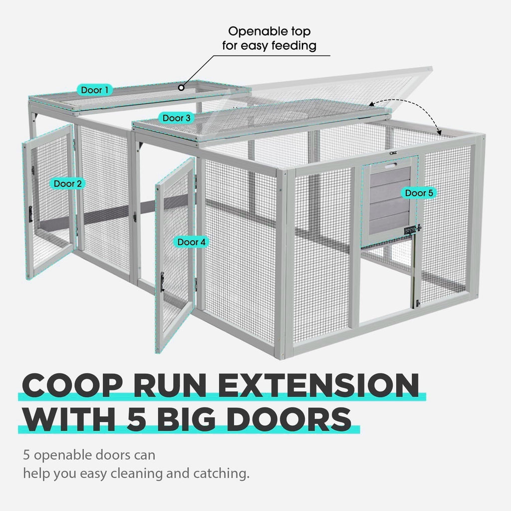 Aivituvin 20.7 sq ft Chicken Coop Run Extension for Outdoor, Heavy Duty Metal Chicken Run with Safety Lock Doors, 79"x38"x27"
