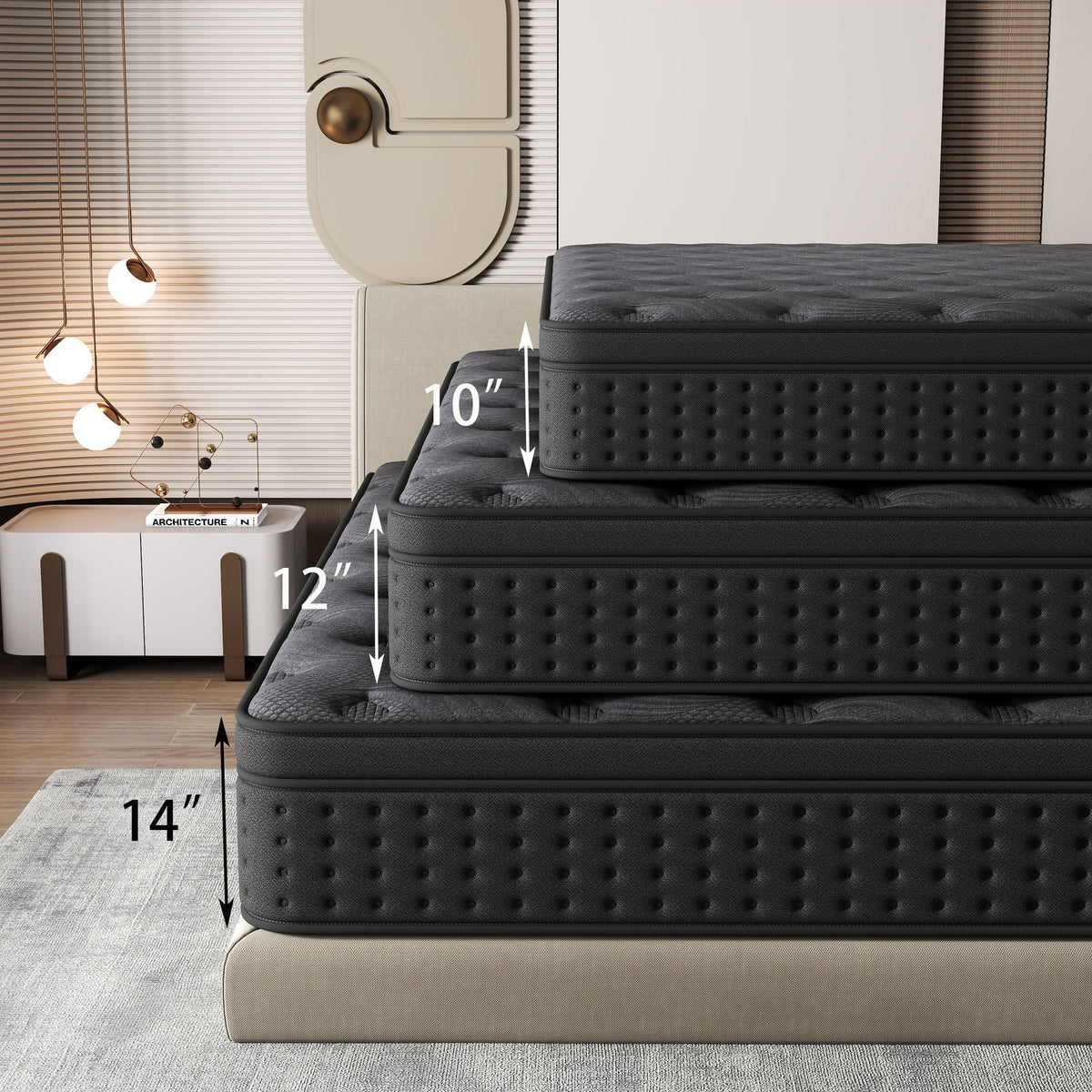 Zekbip 12 inch Queen Mattress in a Box, Hybrid Gel Memory Foam with Individually Wrapped Pocket Coils, Medium Firm, Pressure Relief, Cooling Sleep