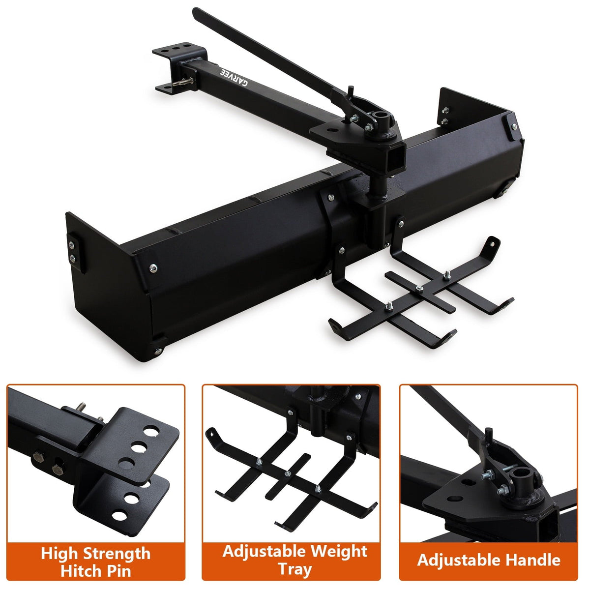 Garvee 42 Inch Box Scraper Sleeve Hitch Tow Behind for ATV UTV Lawn Tractor, Grader Attachment with Box Blade & Weight Tray for Landscaping Leveling