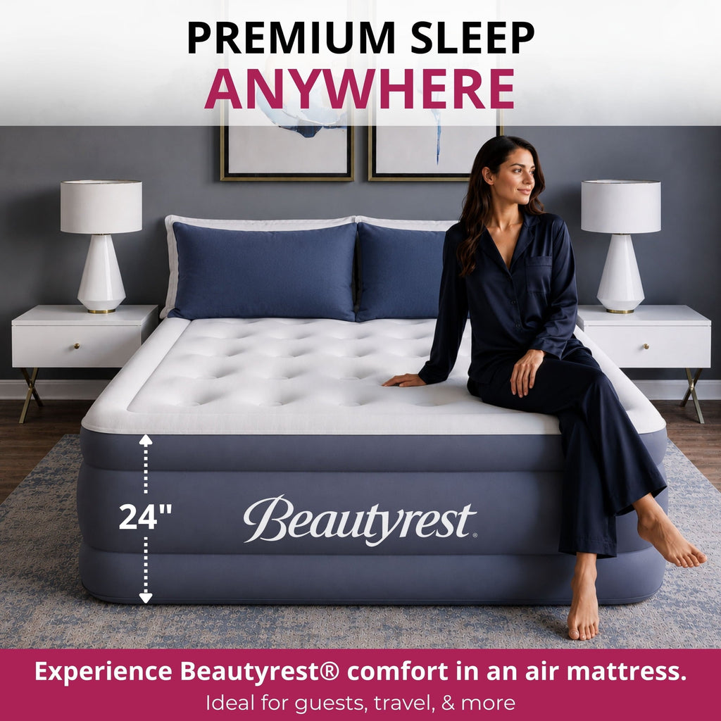 Beautyrest Sensa-Lux Deluxe 24" Queen Air Mattress with Built-In Pump, Auto Shut-Off, Cushioned Coil-in-Coil Comfort