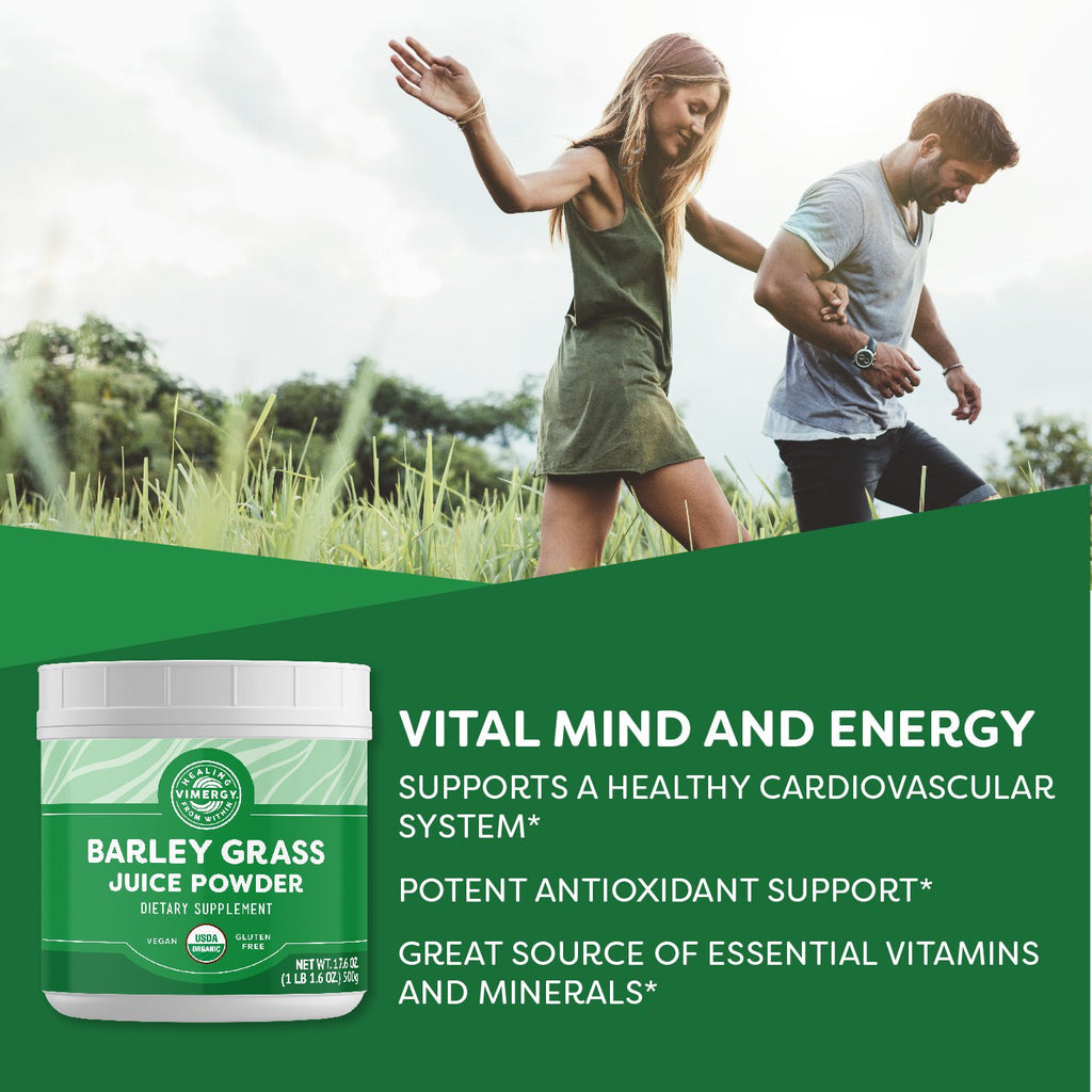 VIMERGY USDA Organic Barley Grass Juice Powder, 62 Servings – Super Greens Powder