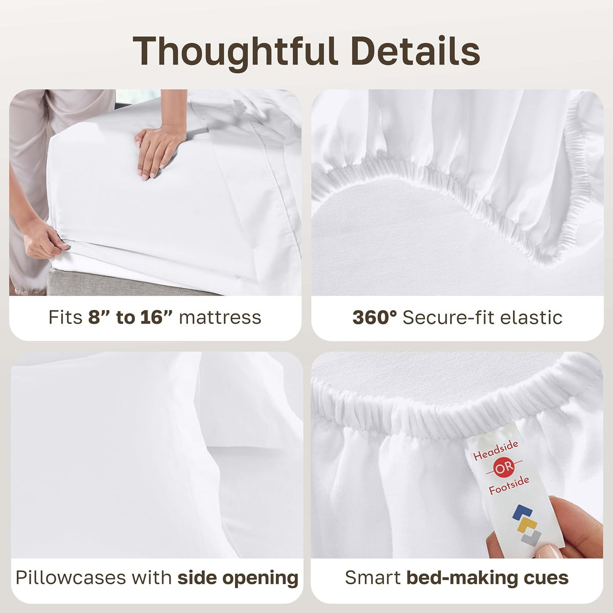 California Design Den Luxury 600 Thread Count King Size Sheets Set, White