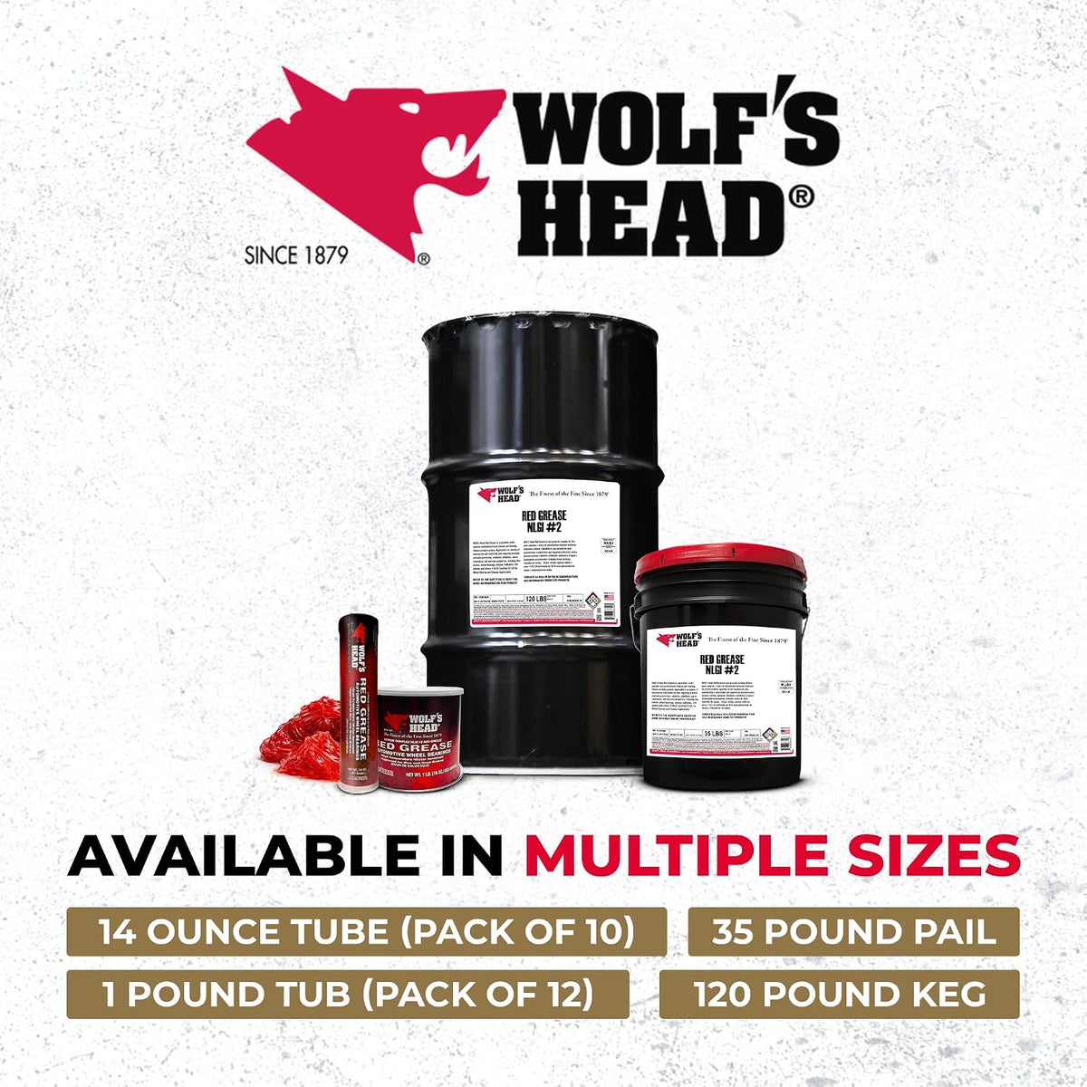 Wolf’s Head Red Grease NLGI #2 (836-88301-91) Premium Tacky Red Grease for Long-Lasting Lubrication, High Temp Protection & Heavy Duty Wheel