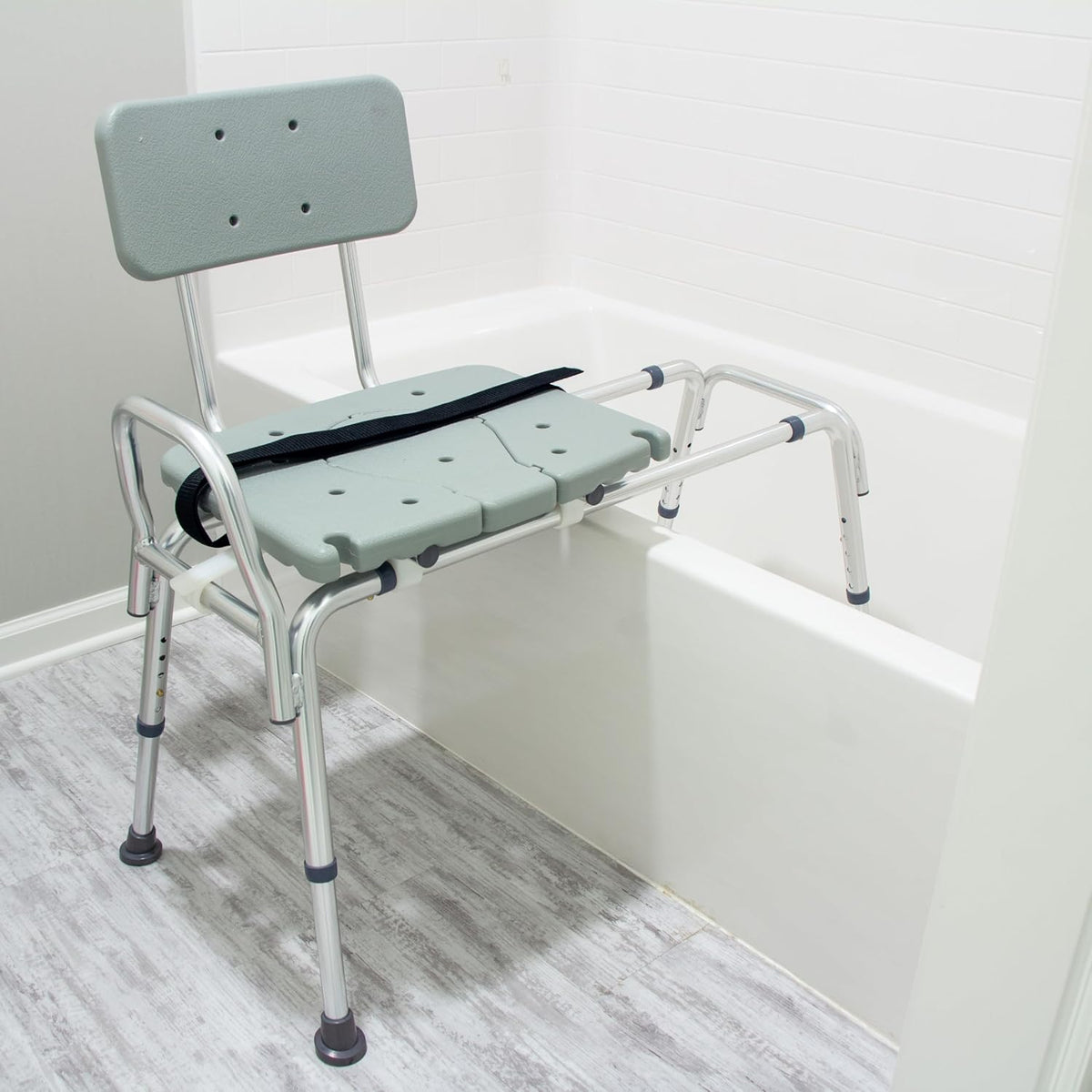 DMI Tub Transfer Bench and Shower Chair with Non Slip Aluminum Body, FSA Eligible, Adjustable Seat Height and Cut Out Access, Holds Weight up to 400
