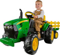 Peg Perego John Deere Ground Force Extra-Large 12 volt Ride-On Tractor with Trailer & FM Radio, Durable Design for Kids Ages 3-7