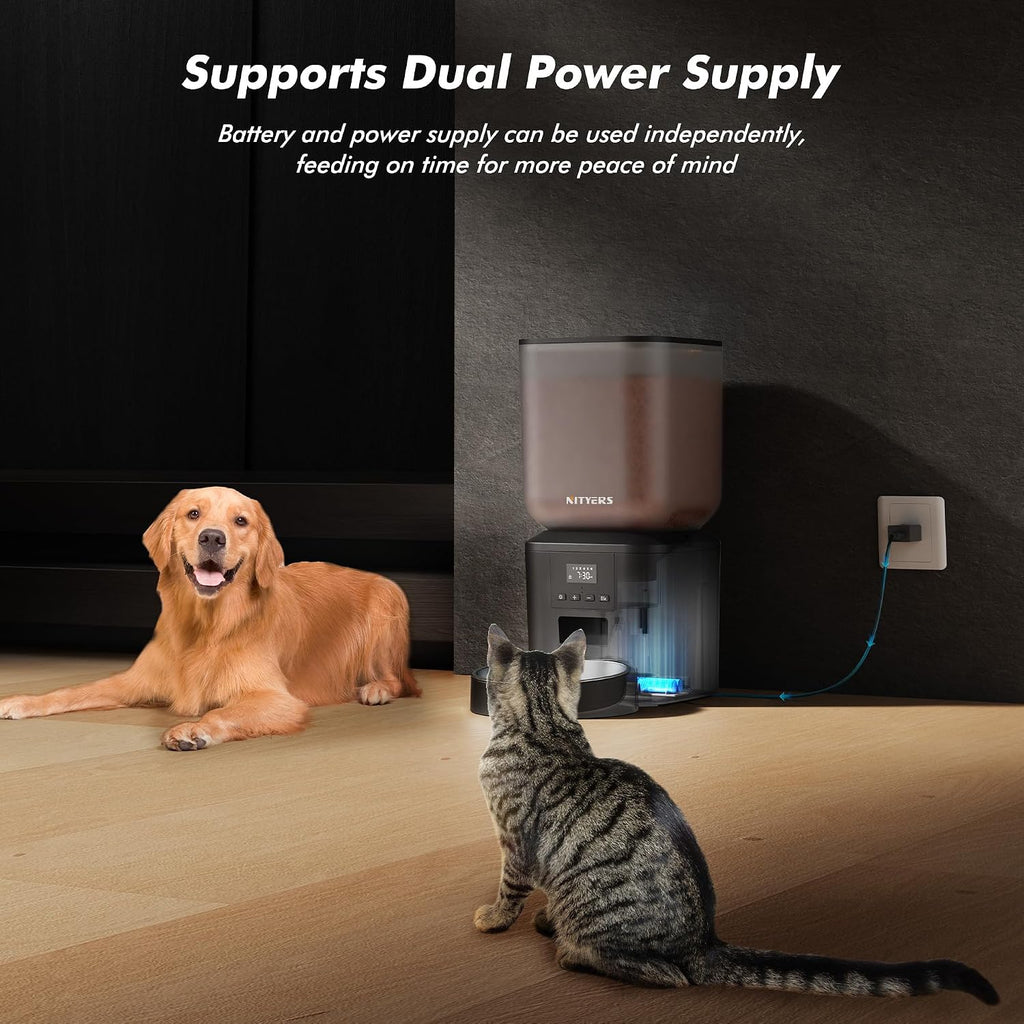 Automatic Dog Feeder - 8L/34 Cups Large Capacity Automatic Cat Food Dispenser with LCD Screen, Large Food Tray, Battery Operated, Timed Cat Feeder