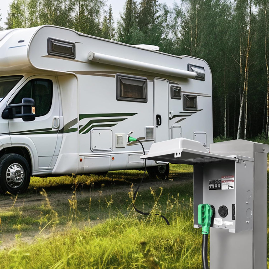 RVGUARD 20 30 50 Amp RV Temporary Power Outlet Panel with Breaker, Type 3R