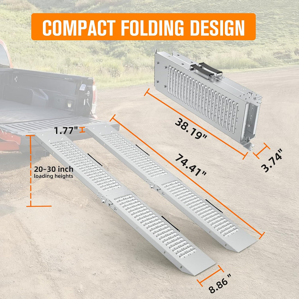 Truck Ramps 75" 1500 LBS 2 Pack, Extra Heavy Duty Loading Ramps for Lawn Mower, Portabe Non Slip Motorcycle Ramps for Pickup Trucks, ATV, Dirt Bikes