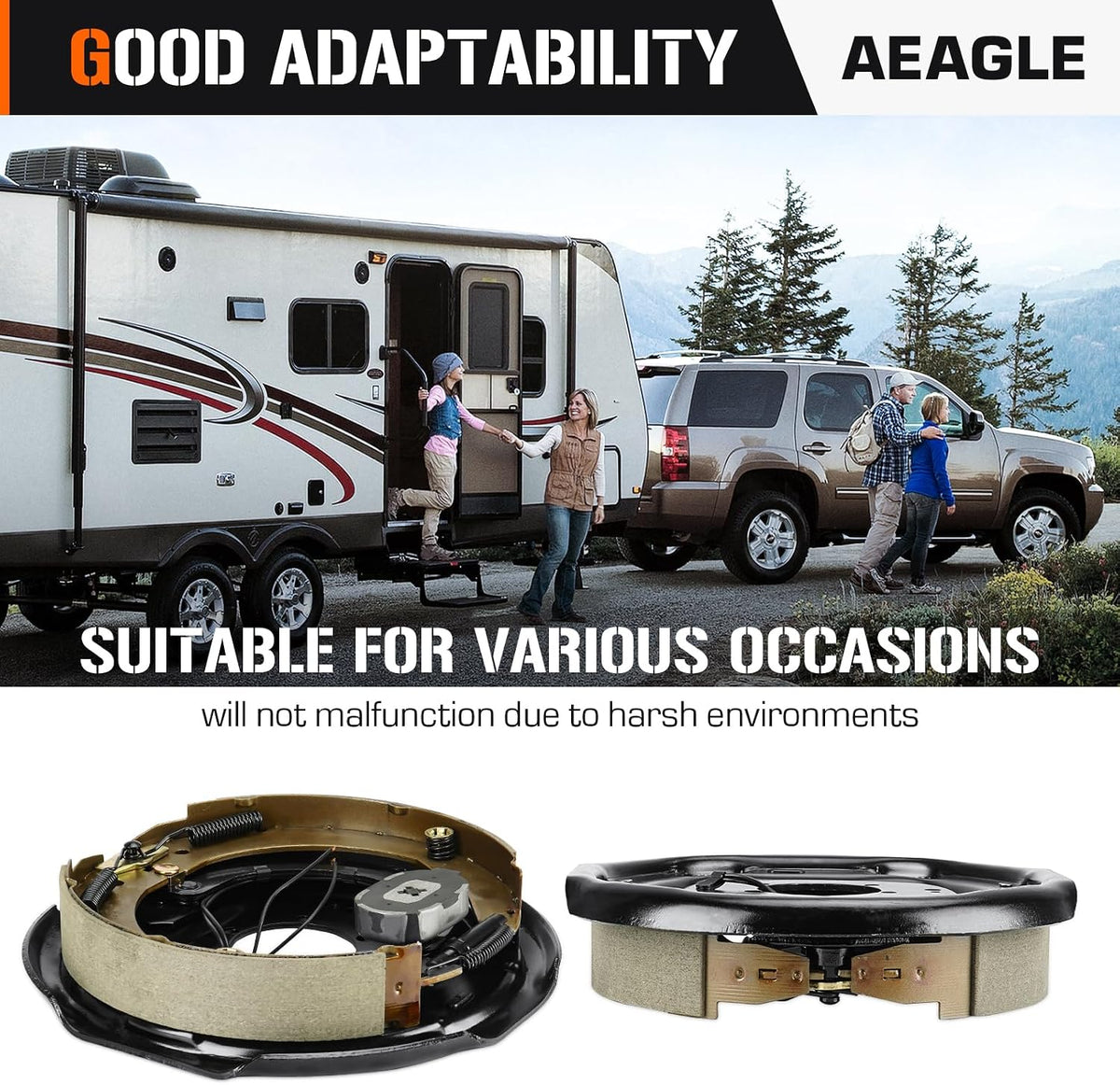 2Pcs 12" x 2" Electric Trailer Brake for 5,200lbs 6,000lbs 7,000lbs Left and Right