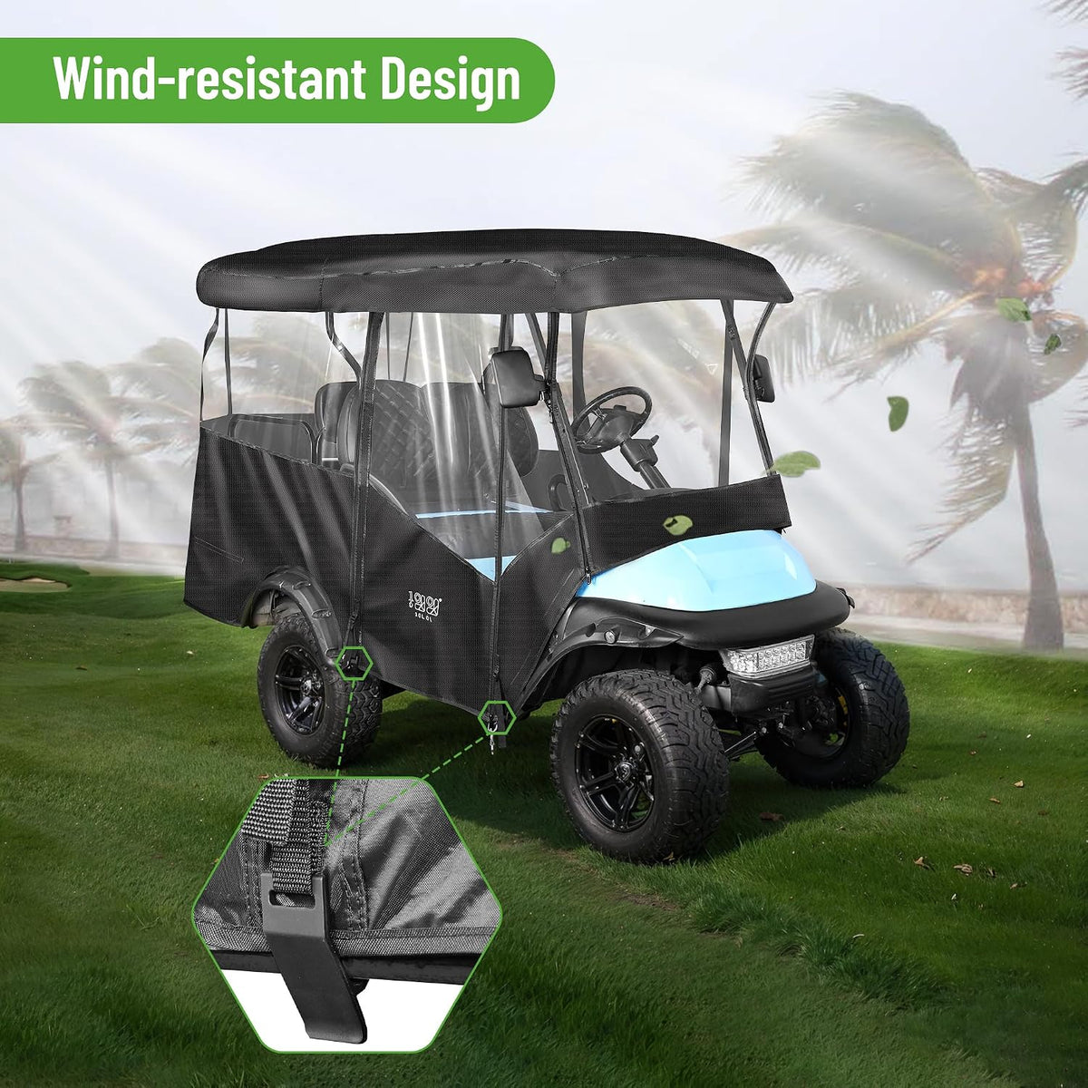 10L0L 4 Passenger Golf Cart Enclosure, 86" Roof Fit, Waterproof 600D