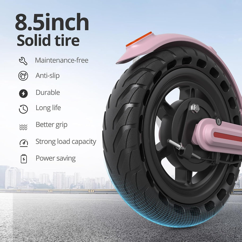 Electric Scooter - 350W/500W Motor, 8.5"/10''Solid Tires, Up to 19/22MPH& 16/21/23Miles Long-Range Portable Commuting Scooter for Adults with Double