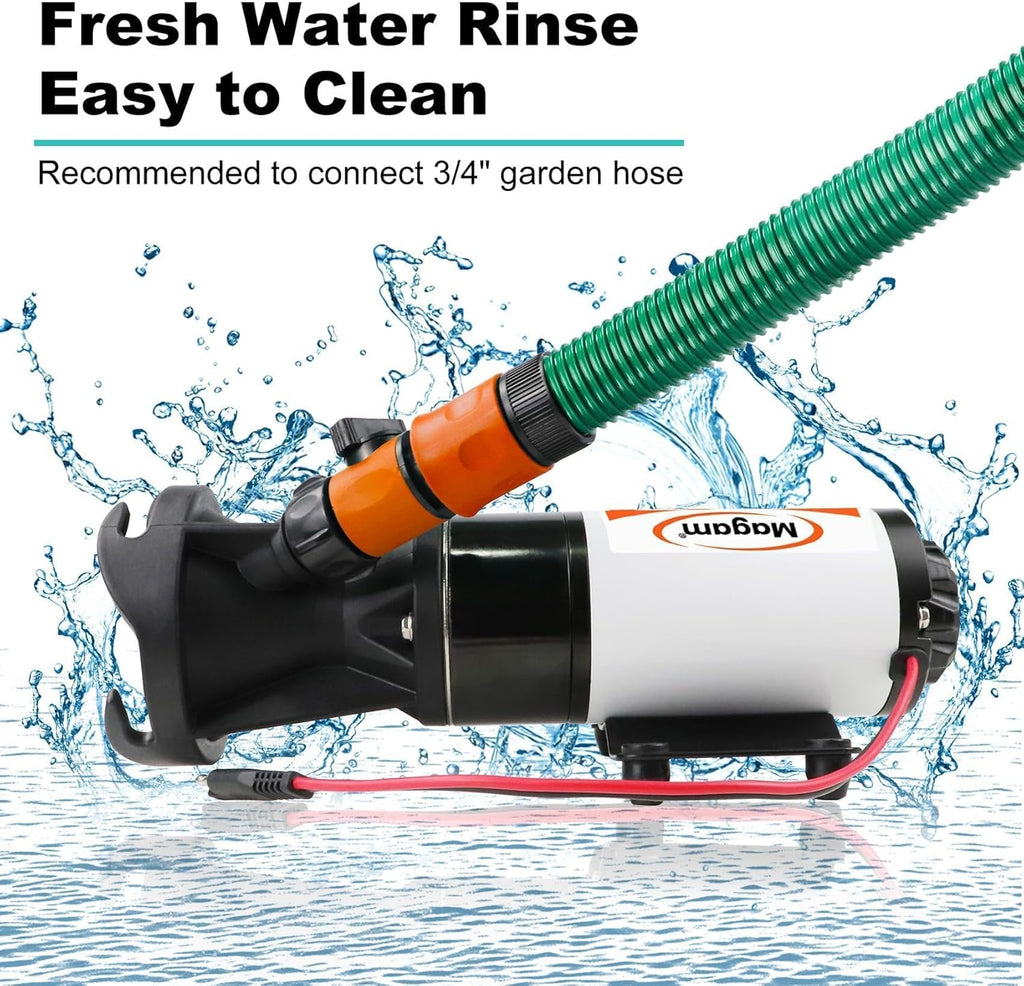 RV Macerator Pump 12V, 12GPM Quick Release Sewer Pump for RV, Boat & Camper