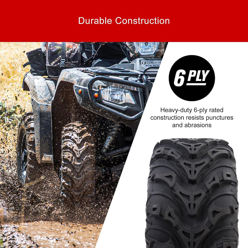 Tusk Mud Force ATV Tire Set - 25x8-12 Front, 25x10-12 Rear, Set of 4