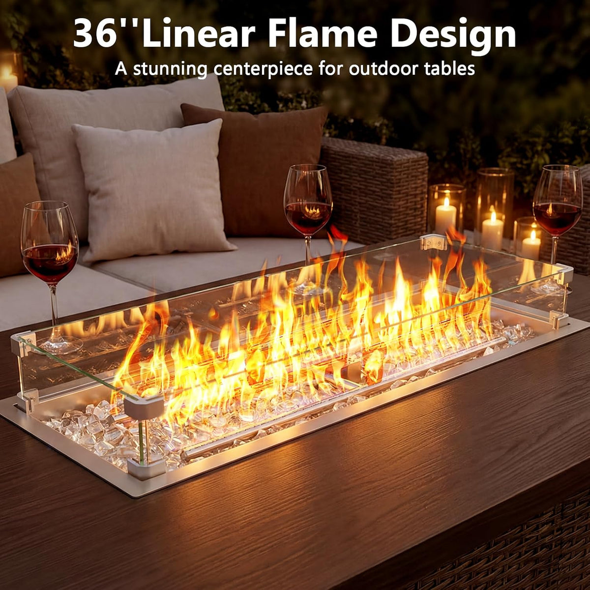 GRISUN Upgraded 36 x 12 Inch Rectangular Drop-in Fire Pit Burner Kit