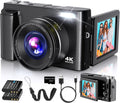 4K Digital Camera for Photography Autofocus, 2026 Latest 48MP Vlogging Camera for YouTube with SD Card, 2 Batteries, 3" 180°Flip Screen Compact