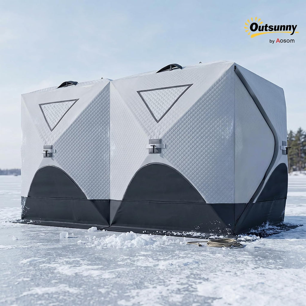 Outsunny 2/4/8 Person Pop-up Insulated Ice Fishing Tent