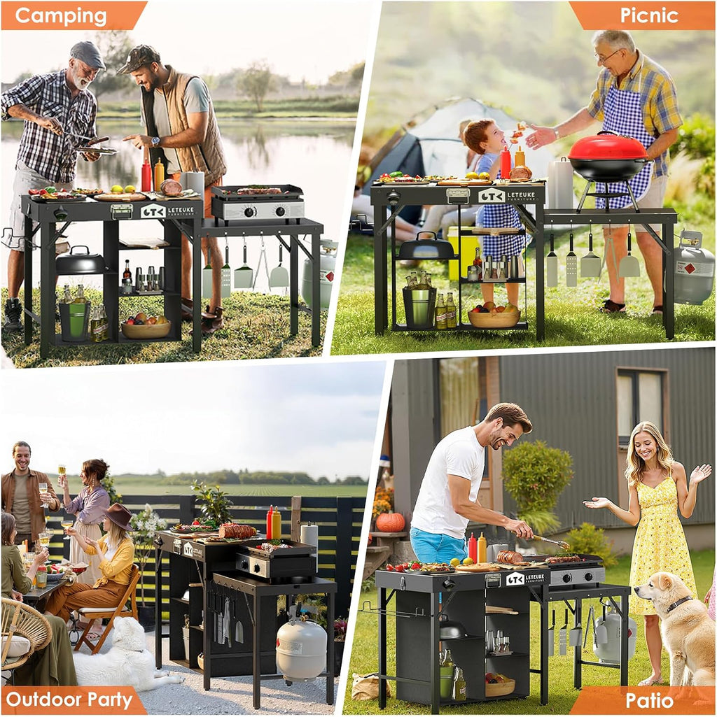 Grill Table for Blackstone Griddle Camping Grill Table Foldable Fits Ninja