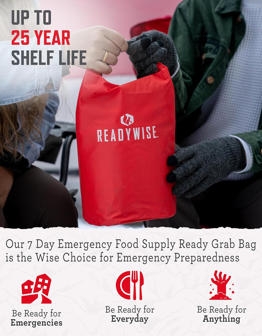 READYWISE Emergency Food Survival Supply 7 Day Grab Bag, 60 Servings