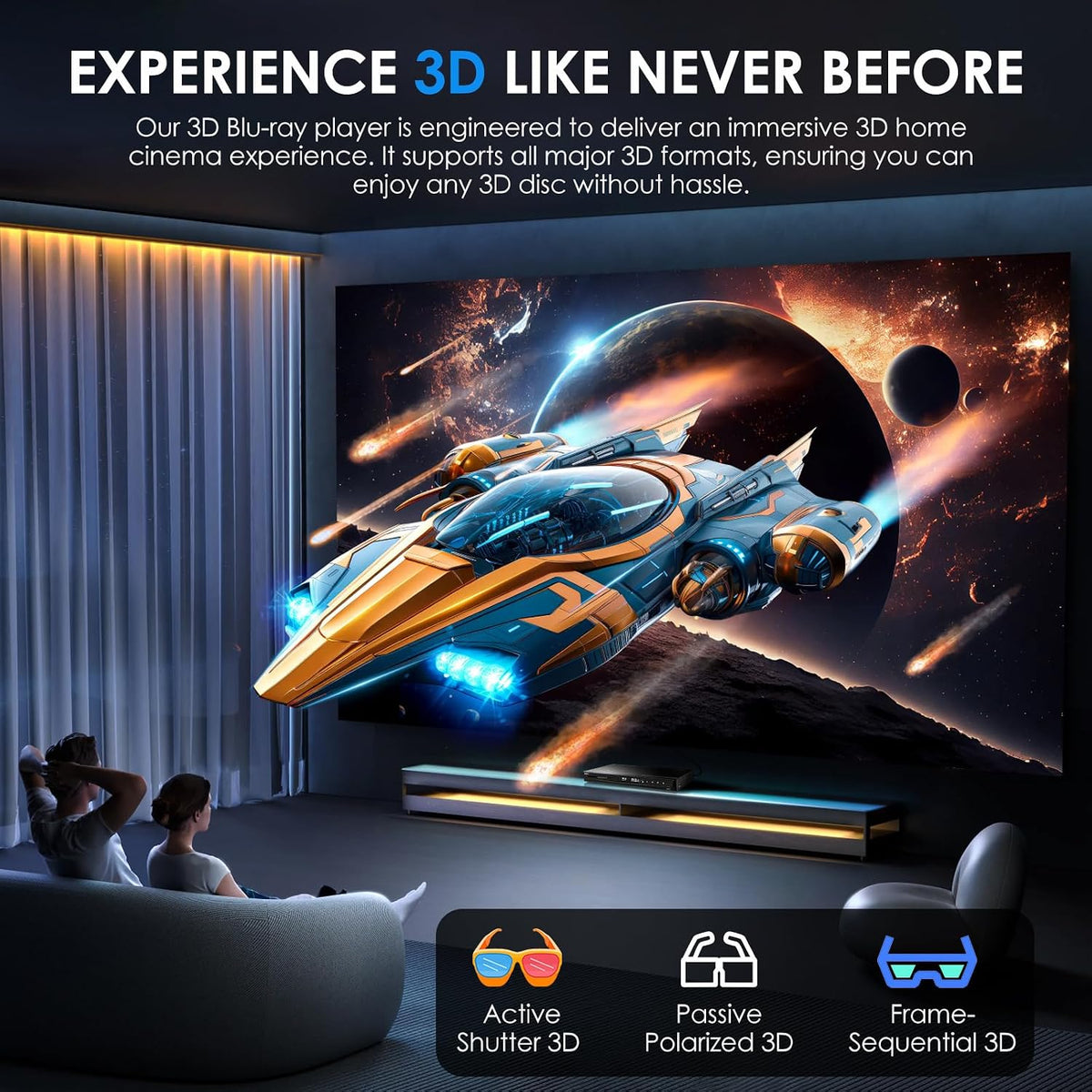 1080P 3D Blu-ray DVD Player for Home Theater, 5.1 Channel Audio Out
